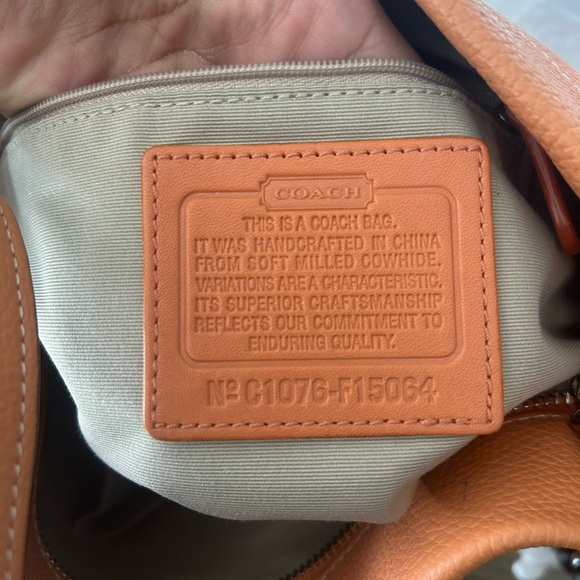 Coach Orange Pebbled Leather Zipper Closure Shoulder Bag 🎃👻🐈⬛ - Picture 8 of 8